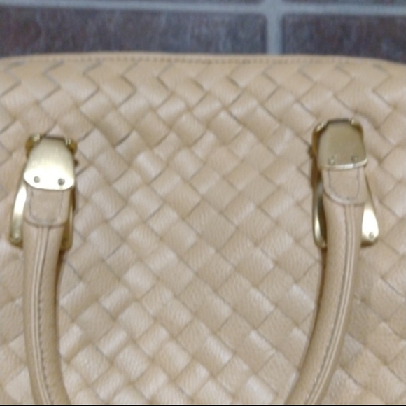 Cole Haan caviar leather beige Nude leather briaded satchel - Picture 7 of 9